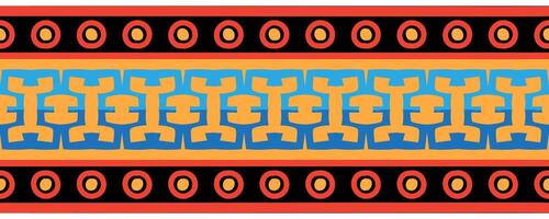 Retro ethnic aztec stripe pattern with tribal border textile design. vector