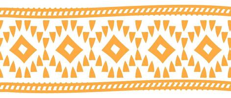 Ethnic aztec border with retro tribal hand drawn pattern in vintage textile design. vector