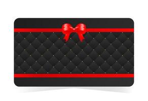 Gift card design with black quilted background with subtle gold accents and red satin bow and ribbon. illustration for commercial and extended license use vector