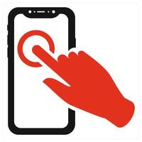 Touch Screen icon concept in red color vector