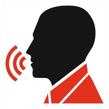 habla y conferencia icono en rojo color vector