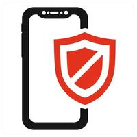 Secured Device icon concept in red color vector
