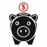 Savings and money icon concept in red color vector