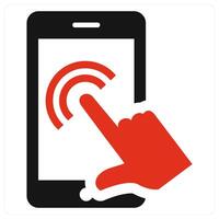 Touch Mobile icon concept in red color vector
