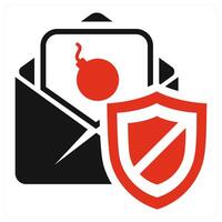 Secured Mail icon concept in red color vector
