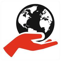 Save Earth icon concept in red color vector
