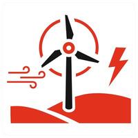 Wind Power icon concept in red color vector