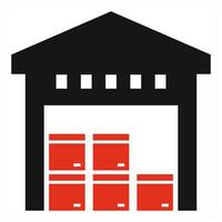 Warehouse icon concept in red color vector