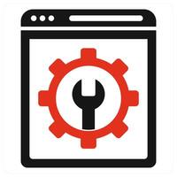Website Settings and optimization icon in red color vector