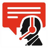Support and helpdesk icon concept in red color vector
