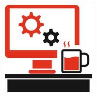 Working Desk icon concept in red color vector