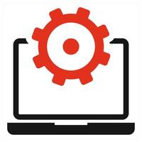 Laptop Services icon concept in red color vector