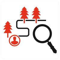 Search Camp icon concept in red color vector