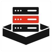 Server and database icon concept in red color vector