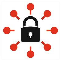 Secured Network in red color vector