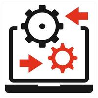 System Integration icon concept in red color vector