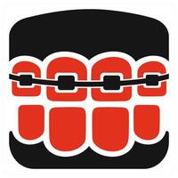 Teeth braces icon concept in red color vector