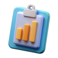 3d rendered illustration of a clipboard with a bar graph representing business data png