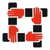Teamwork icon concept in red color vector