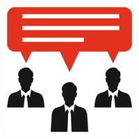 Team Discussion icon concept in red color vector