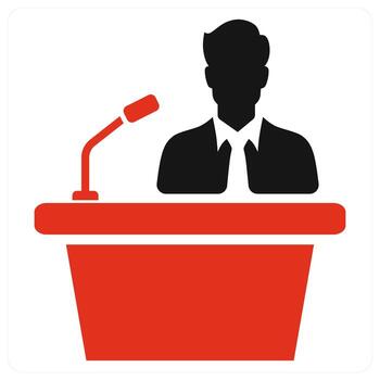 habla y conferencia icono concepto en rojo color vector