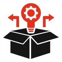 Think Out Of Box icon concept in red color vector