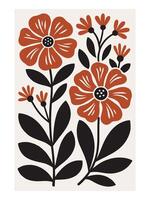 boho abstract flowers, Abstract Boho Wall Art , Retro home decor illustration, minimalist Wall art vector