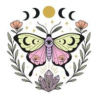 Artistic Moth and Butterfly T-shirt in Boho Style vector