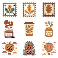 Fall Autumn Clipart, Retro Boho Autumn design sublimation, Happy Fall season vibes collection vector