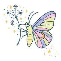 Hand Drawn Butterfly and Moth Design on Boho Shirt vector