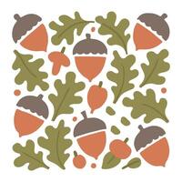Acorn Pattern Block illustration, Fall Autumn Clipart, Retro Boho Autumn design sublimation, Happy Fall season vibes vector