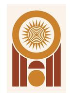 Solar Echo - Abstract Boho Wall Art , Retro home decor illustration, minimalist Wall art vector