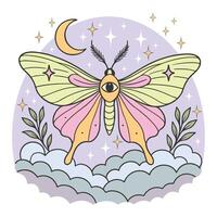 Detailed Moth Illustration on Soft Boho Tee Shirt vector