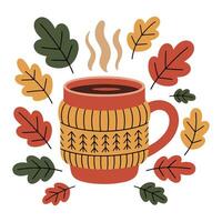 Sweater Weather Mug illustration, Fall Autumn Clipart, Retro Boho Autumn design sublimation, Happy Fall season vibes vector