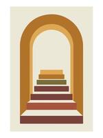 Desert Steps to Archway - Abstract Boho Wall Art , Retro home decor illustration, minimalist Wall art vector