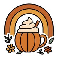 Pumpkin Spice illustration - Fall Autumn Clipart, Retro Boho Autumn design sublimation, Happy Fall season vibes vector