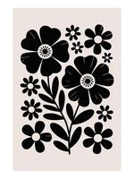 boho abstract flowers - Abstract Boho Wall Art , Retro home decor illustration, minimalist Wall art vector