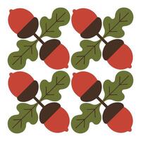 Acorn Pattern Block illustration - Fall Autumn Clipart, Retro Boho Autumn design sublimation, Happy Fall season vibes vector