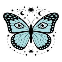 Boho Graphic T-shirt Featuring Butterfly and Moth vector