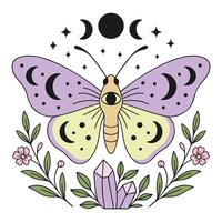 Feminine Moth and Butterfly T-shirt in Boho Design vector