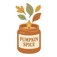 Pumpkin Spice Candle illustration - Fall Autumn Clipart, Retro Boho Autumn design sublimation, Happy Fall season vibes vector