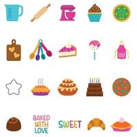Bundle Of Sweet Bakery Cooking Clipart, Kitchen Bakery Sublimation Design, Bakery Elements Design Illustration vector