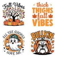 Autumn Fall T-shirt , Autumn Season Sayings, Happy Retro Fall Design Sublimation bundle vector
