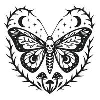 Artistic Bohemian Tee with Butterfly Moth Graphic vector