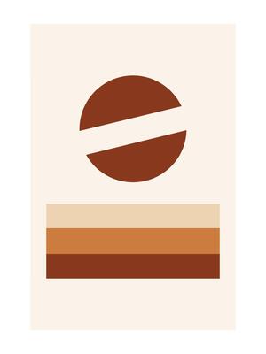 Sliced Ellipse Above Earth Bands- Abstract Boho Wall Art , Retro home decor illustration, minimalist Wall art