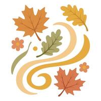 Falling Leaves Swirl illustration - Fall Autumn Clipart, Retro Boho Autumn design sublimation, Happy Fall season vibes vector