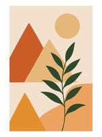 Abstract Desert Landscape Print - Abstract Boho Wall Art , Retro home decor illustration, minimalist Wall art vector