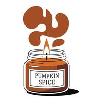 Pumpkin Spice Candle illustration, Fall Autumn Clipart, Retro Boho Autumn design sublimation, Happy Fall season vibes vector
