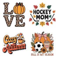Bundle Of Autumn Fall T-shirt , Autumn Season Sayings, Happy Retro Fall Design Sublimation vector
