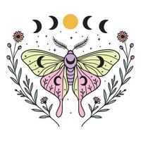 Soft Flowing Boho Tee with Mystic Moth Artwork vector